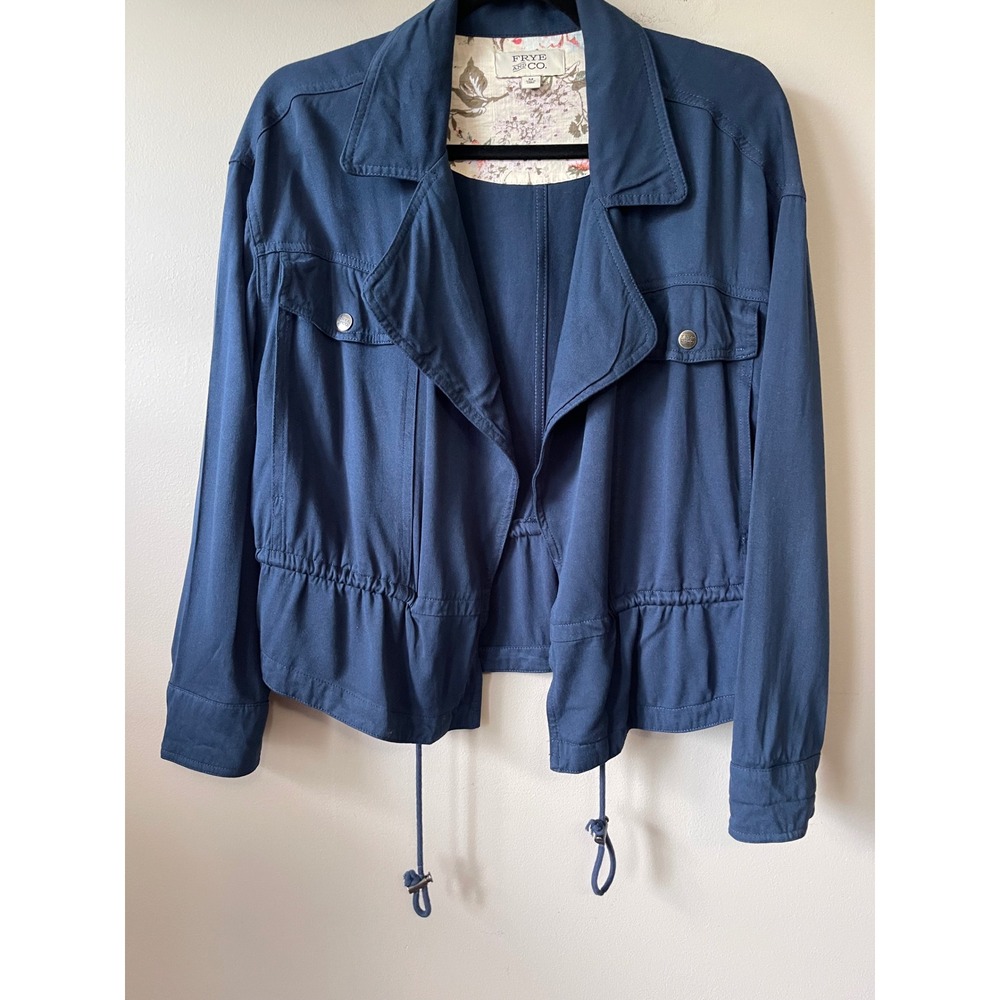 Frye & Co Navy Blue Rayon Drawstring Waist boho  Lining loose casual business
